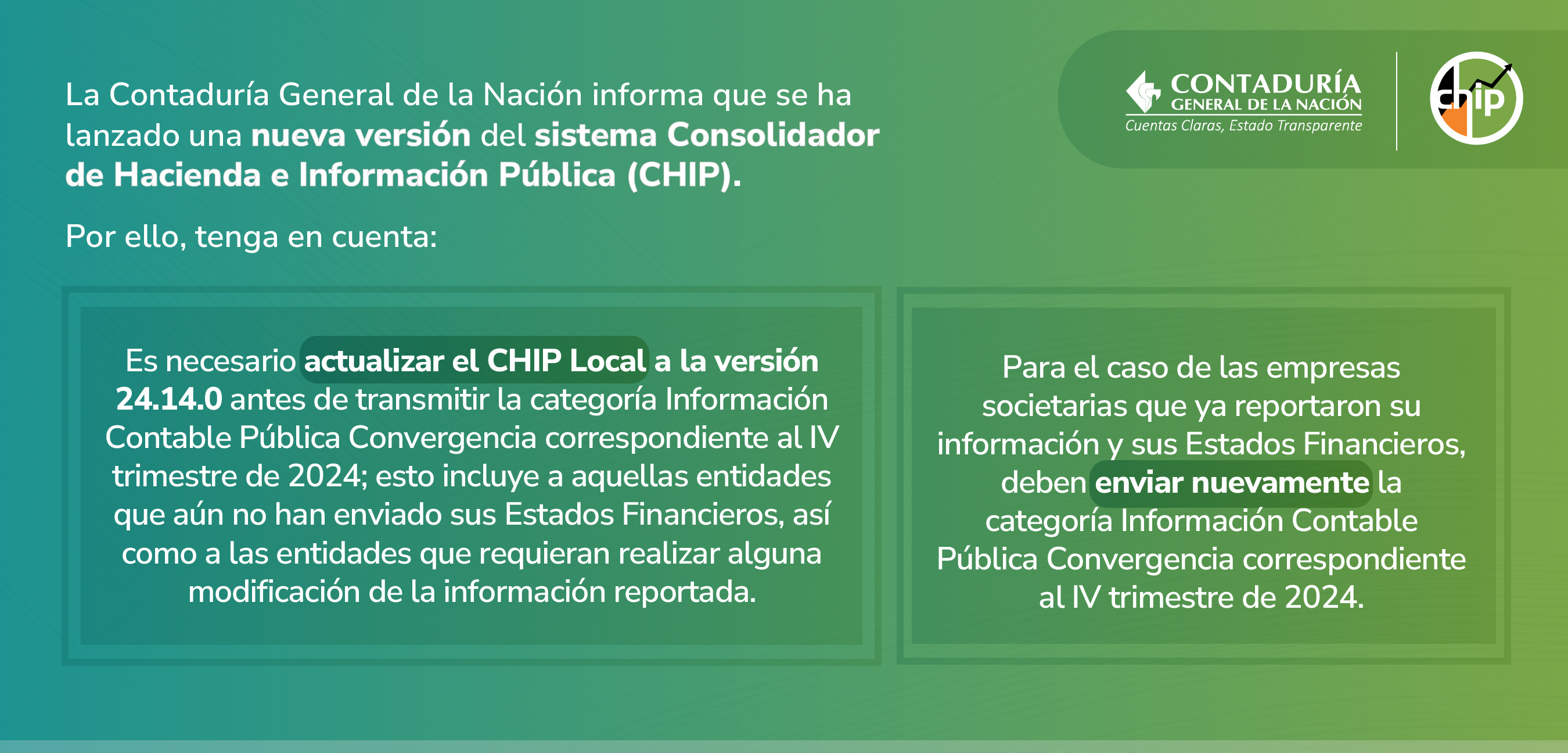 La CGN informa nueva versión de CHIP