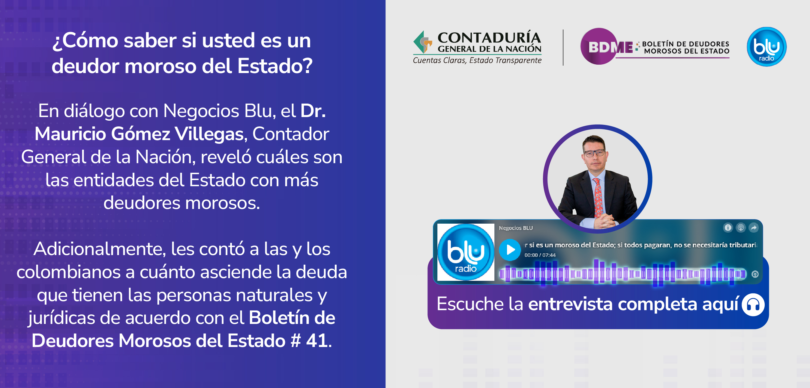 El Contador General de la Nación en Blu Radio