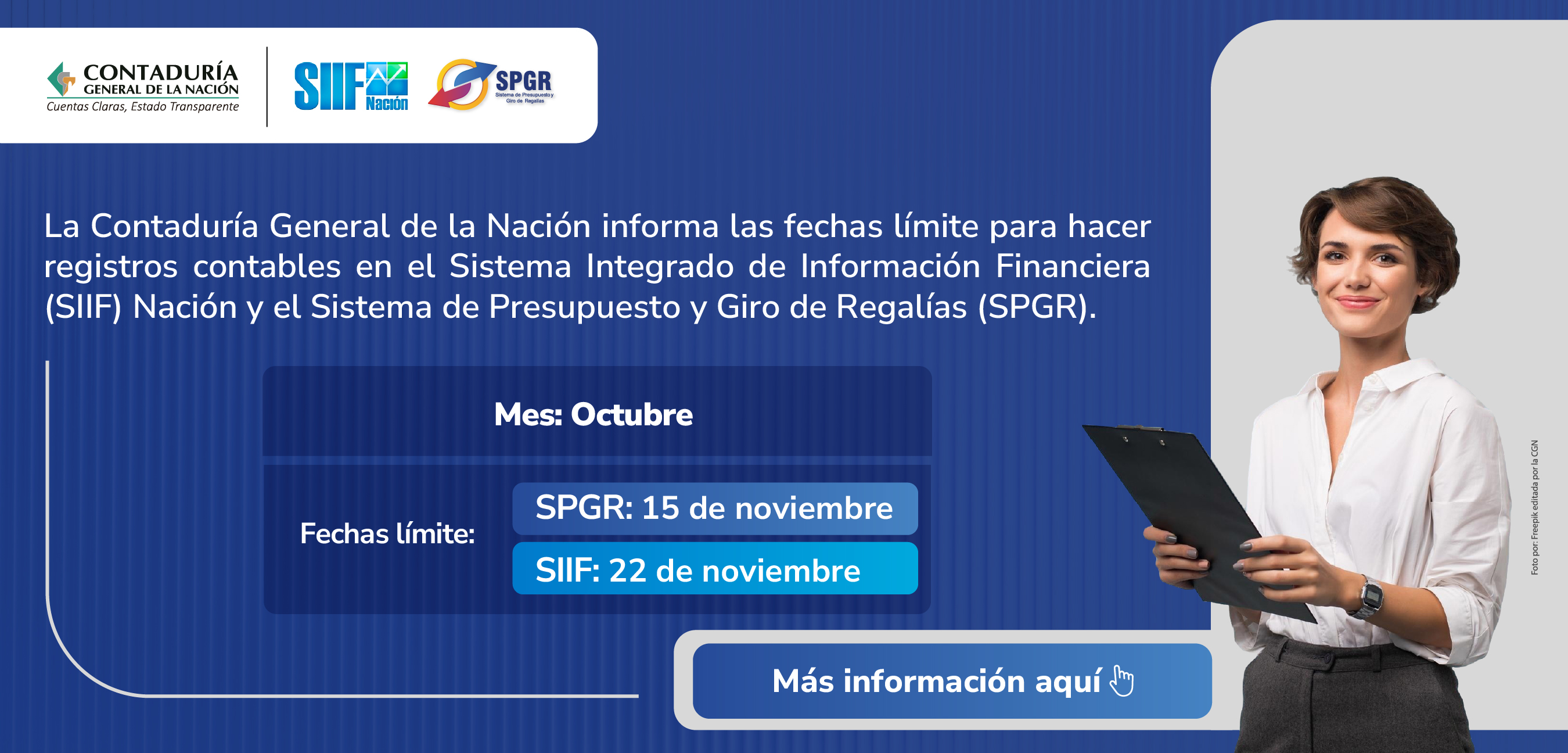 Fechas límite para hacer registros contables en el SIIF Nación y el SPGR