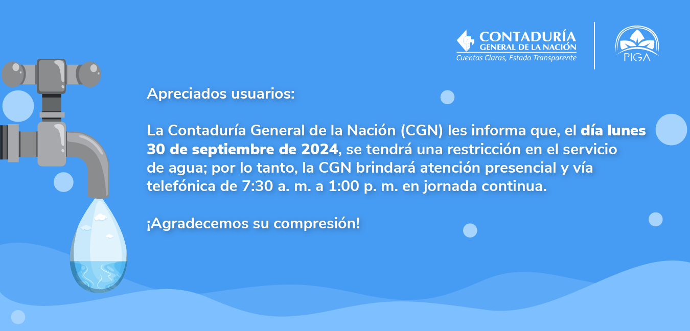 Novedad en el servicio de agua en la Contaduría General de la Nación