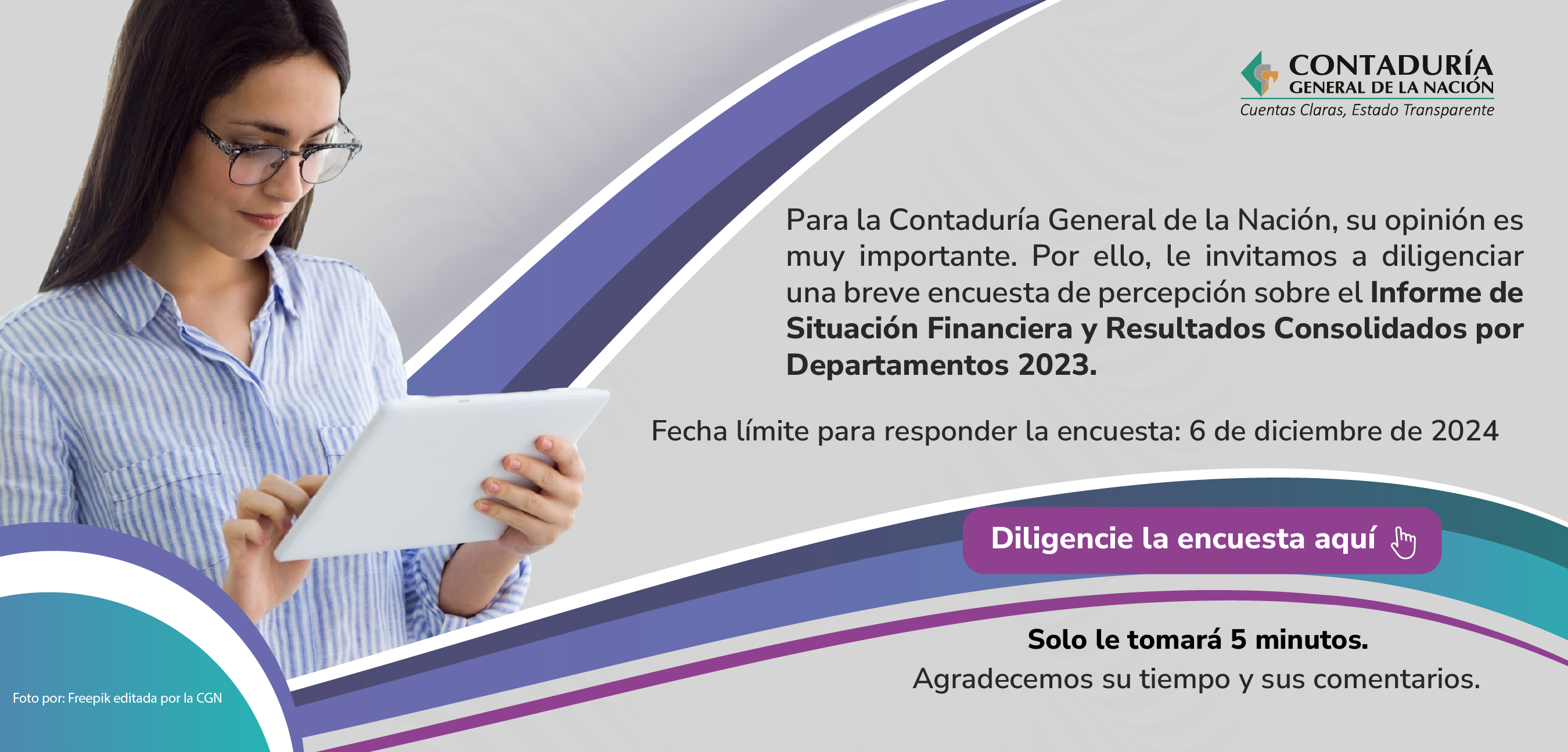 Participe en la Encuesta sobre el Informe de Situación Financiera y Resultados Consolidados por Departamentos 2023