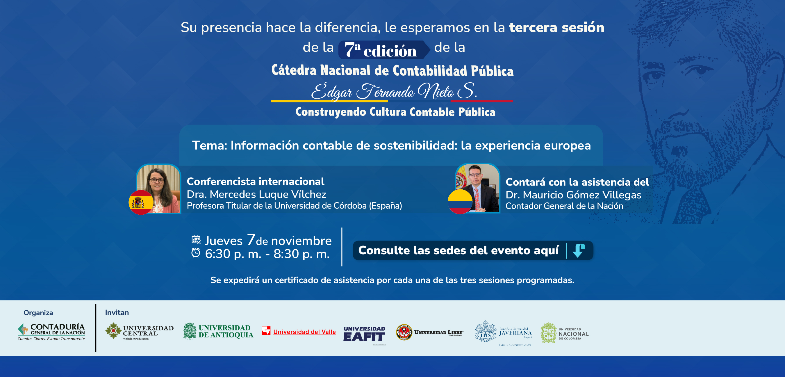 Prepárese este 7 de noviembre para participar en la tercera sesión de la Séptima edición de la Cátedra Nacional de Contabilidad Pública