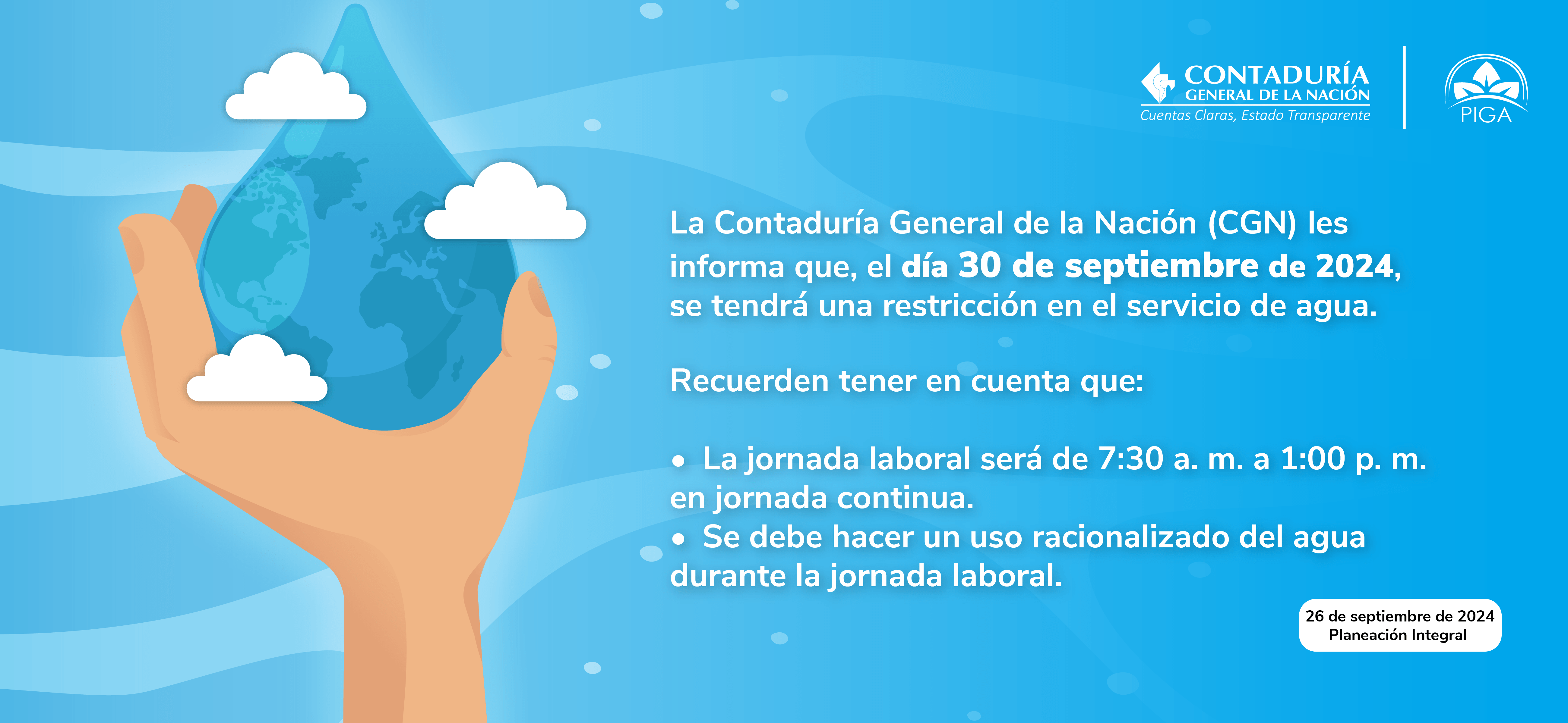 Novedades en el servicio de agua en la Contaduría General de la Nación